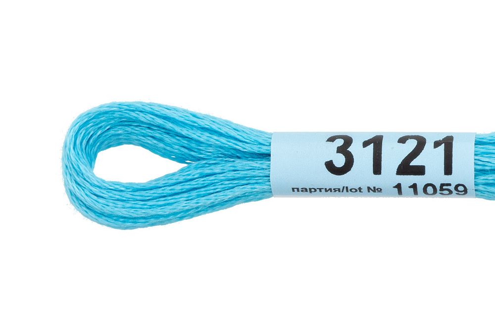 Мулине Gamma 100% хлопок, цв.3121 голубой, 24 мотка по 8 метров
