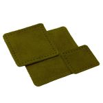 Набор заплаток пришивных из замши, квадрат 4см, 6см и 8см, с перфорацией, 3 шт, 100% кожа (33 хаки), 59402