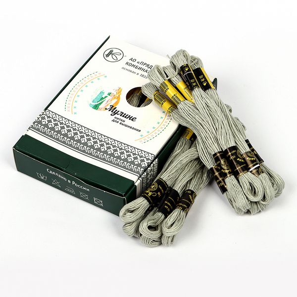 Мулине ПНК им.Кирова цв.6801 серый, 24 мотка по 8 метров