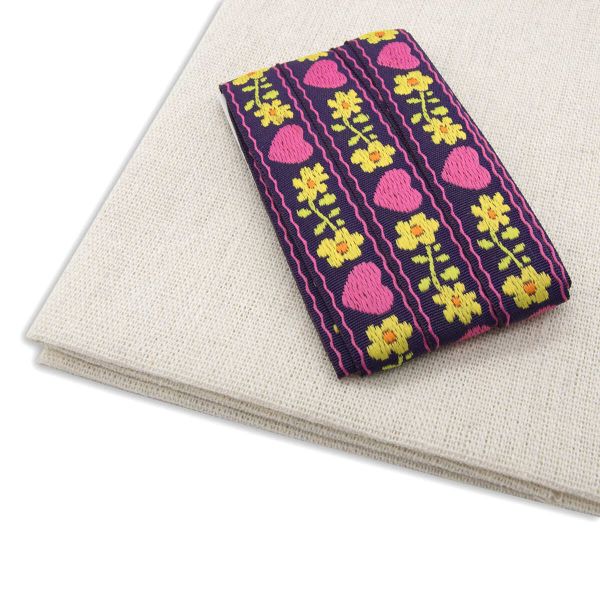 Ткань для рукоделия в наборе с тесьмой жаккард 50х50см+2м (24229/21110 фиолетовый) 29502