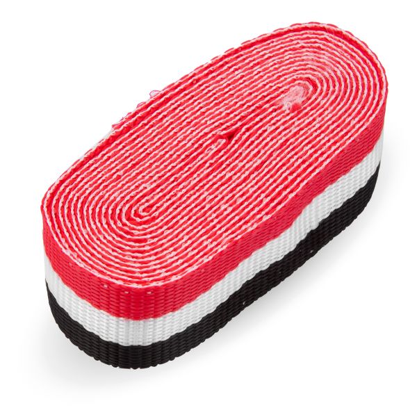 Стропа (ременная лента) 30 мм / 5х2.5 метра, фасовка, красный/белый/черный, 3713 (3075_3590)