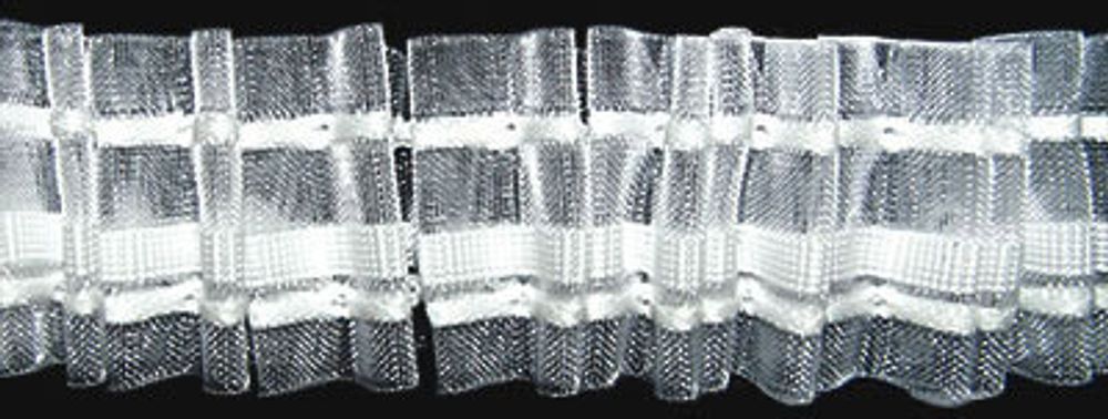 Лента (тесьма) шторная: сборка бантовая (1:3) 40 мм / 50 метров, прозрачный, Blitz T795B