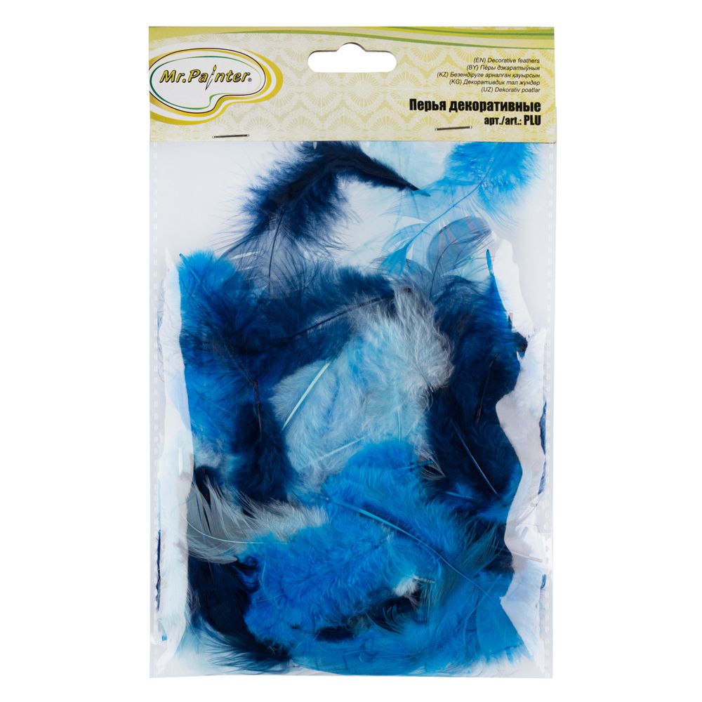 Перья декоративные 5-10 см, 5х3 г,±0.5 г, 28 Синий (ассорти), Mr.Painter PLU-04