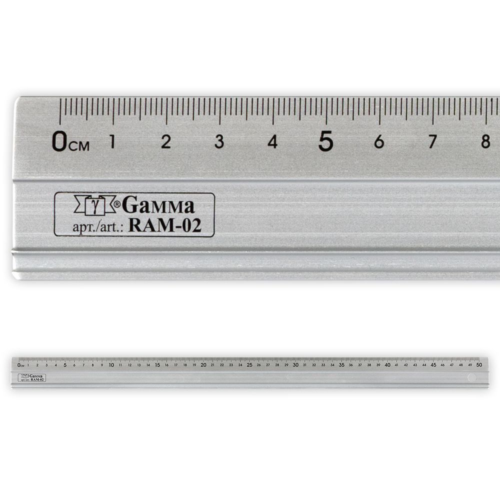 Линейка универсальная алюминий 50х3.5 см, в чехле, с нескользящее покрытием -Slip, Gamma RAM-02