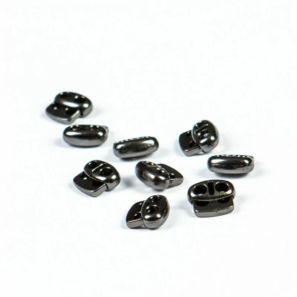 Фиксатор (зажим) для шнура металл плоский, 2 отв., 12х13.5 мм, (in ⌀3 мм), мет. цв.чер.никель, 20 шт