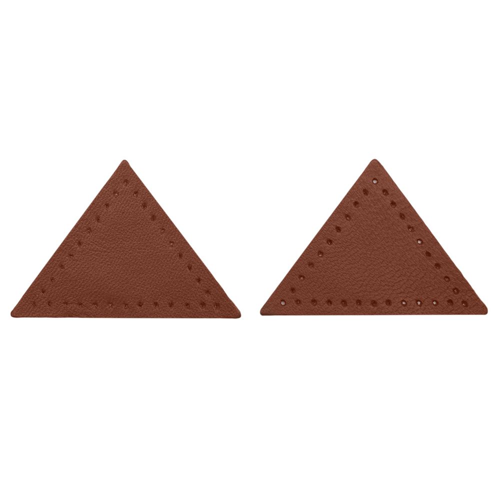 Заплатки пришивные из кожи, треугольник равнобедр., стор. 5см, с перфорацией, 2 шт, 100% кожа, 02 светло-коричневый, 9901