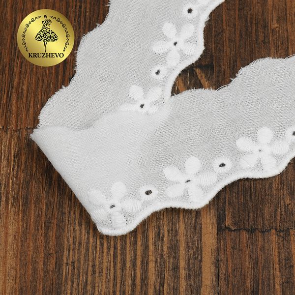 Кружево шитьё хлопок Kruzhevo 35 мм, TBY.0378, 01 белый, 13.71м