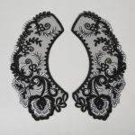 Пришивной кружевной воротник 100 мм, на сетке, 5 пар, Турция, черный/под серебро, Gamma VKRM-27-03