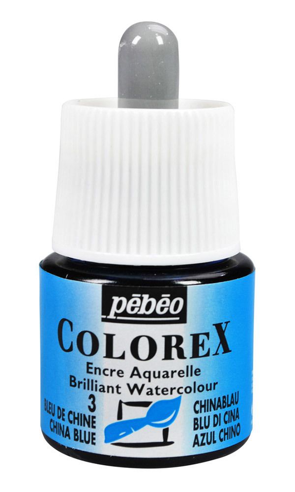 Краска акварель акварельные чернила Colorex 45 мл, 341-003 китайский синий, Pebeo