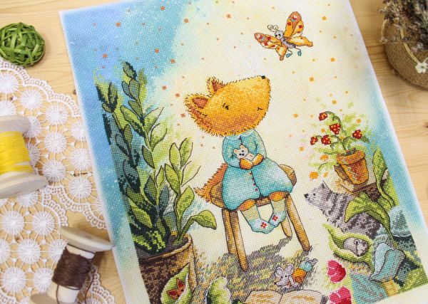 Набор для вышивания нитками МП Студия, Лисичкин сад 33х24 см