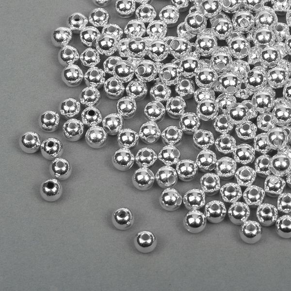 Бусины пластик ⌀6 мм, 500 г, цв.серебро, Magic4Hobby