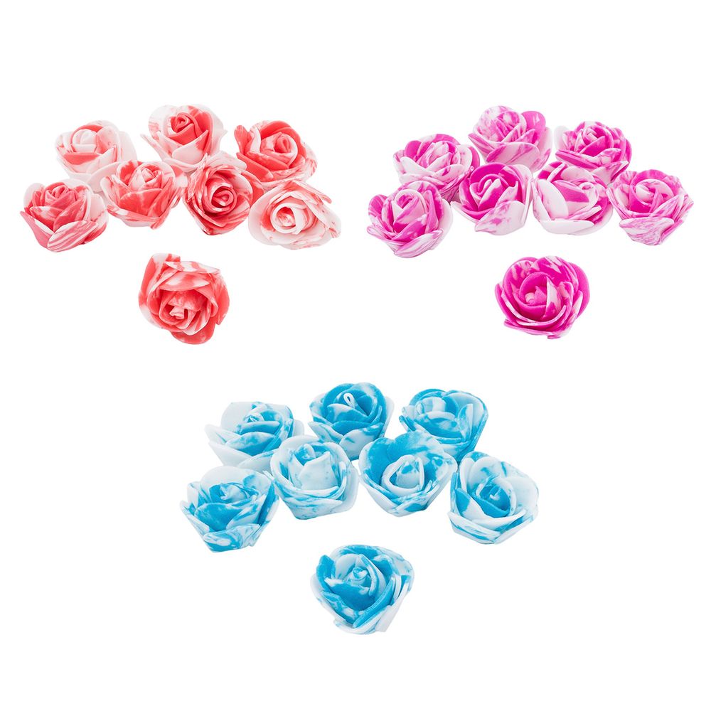 Цветочек-розочка мраморная из фоамирана 38 мм, микс №12, 3 цвета, 24 шт