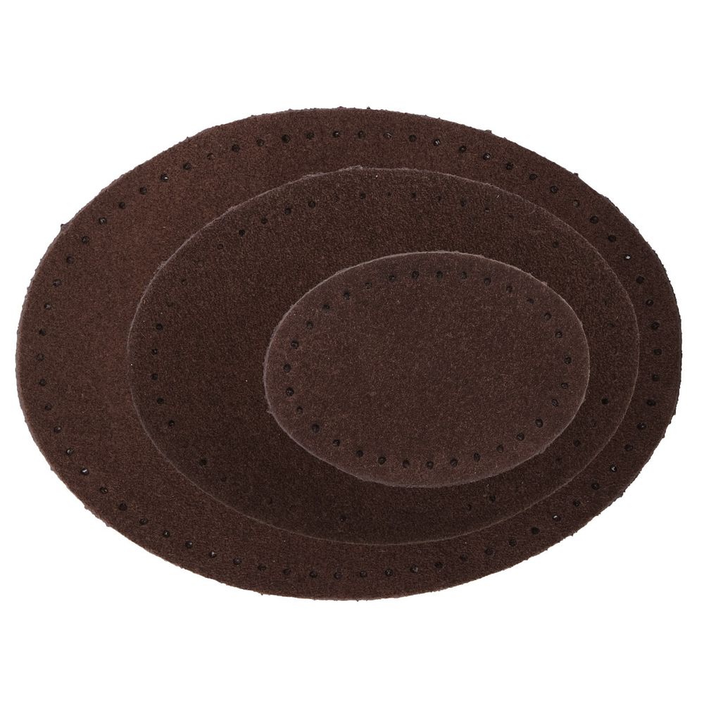 Набор заплаток пришивных из замши, овал 4х5,5см, 6х8,2см, 8х10,9см, с перфорацией, 3 шт (21 темно-коричневый), 59404