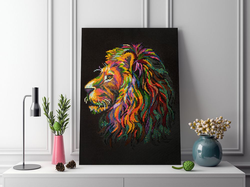 Алмазная (кристальная) мозаика Фрея, на подрамнике Царь зверей, 30х40 см