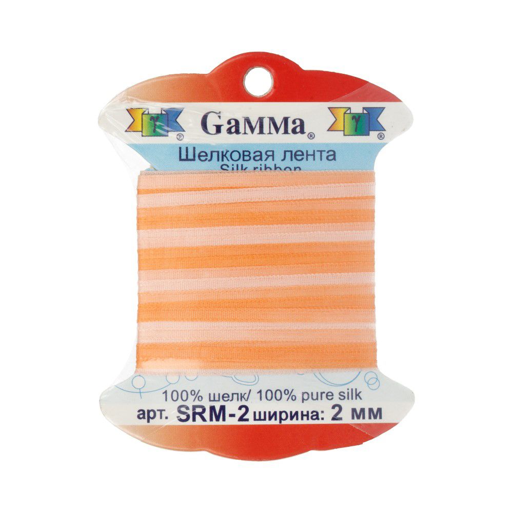 Тесьма шелковая 2 мм, 9.1 м, M015 бл.оранжевый/оранжевый, Gamma SRM-2