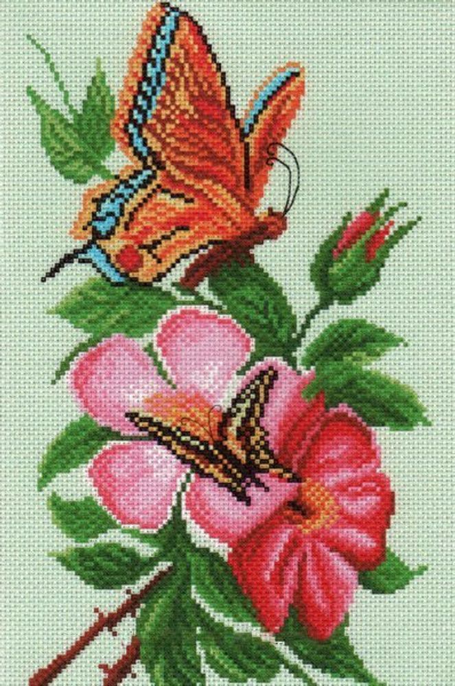Рисунок для вышивания Матренин Посад (канва), 28х37 -1065 Бабочка на цветке