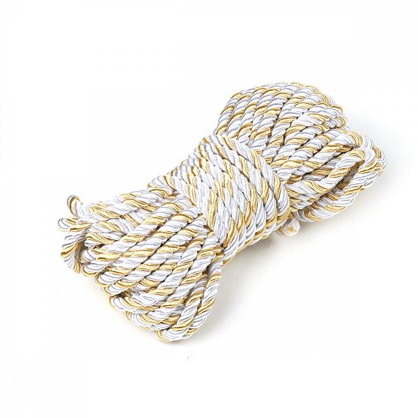 Шнур витой ⌀5.0 мм / 10 метров, белый/золото