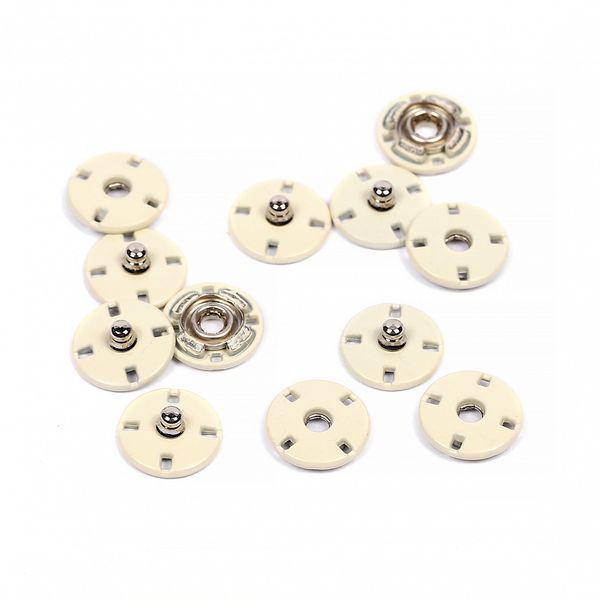 Кнопка пришивная металл ⌀10.0 мм, S0004, цв.молочный, 20 шт, TBY