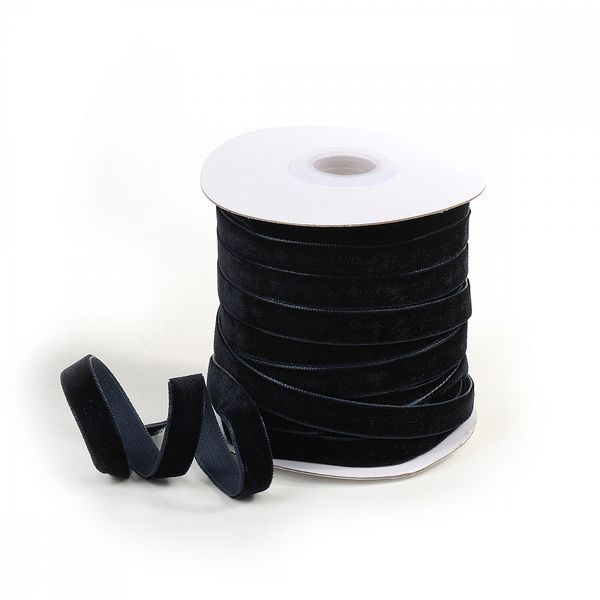 Лента бархатная (тесьма) 10.0 мм / 22.86±1 метров, арт.10VR54 нейлон цв.т.синий