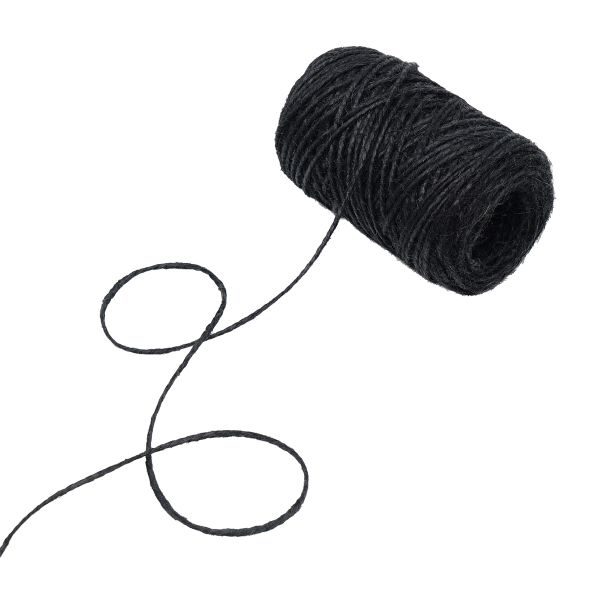 Шпагат джутовый ⌀1.4 мм / 50 метров (50 г), 2-ниточный, 1200 текс, евробобина, черный