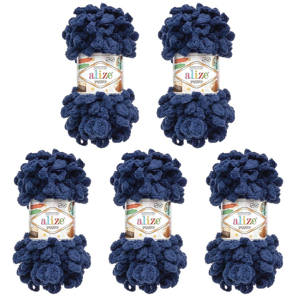 Пряжа Alize (Ализе) Puffy / уп.5 мот. по 100 г, 9м, 58 чернильно-синий