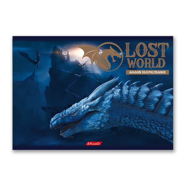 Альбом для рисования, бронзовая краска, 100 г/м², A4 29х20.5 см, склейка с одной стороны 40 л., 4 шт, 40АЛКЛ4_000249 Затерянный мир, Светоч