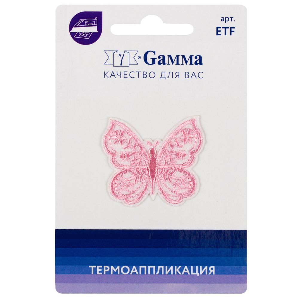 Термоаппликация №04 1 шт, 02-444 Бабочка розовая 4х3.9 см, Gamma ETF