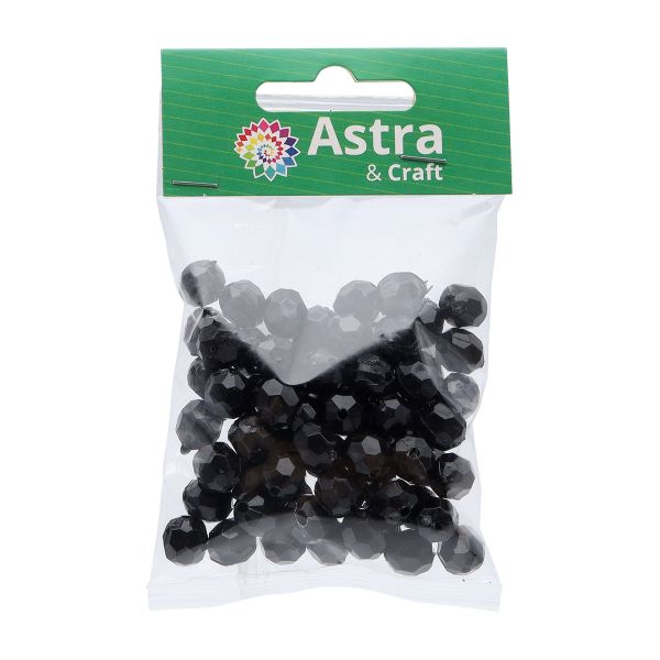 Бусины акрил ⌀10 мм, прозрач. в цвете, граненые круглые, 25 г, Astra&Craft (MG.3241.45 черный)
