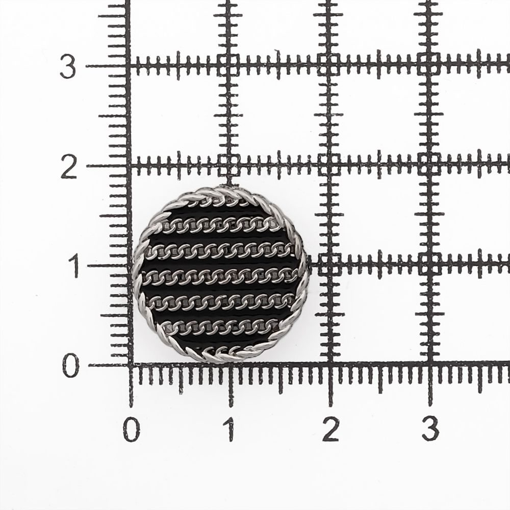 Пуговицы на ножке Твидовая 28L (18мм), металл (Black/S (черный/серебро)), ME-651, 36 шт