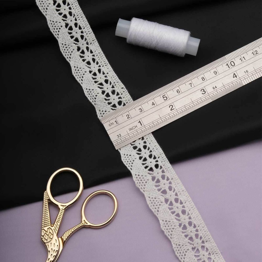 Кружево вязаное (тесьма) 27 мм / 10 м, цв.01 белый