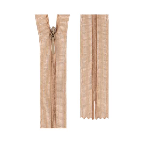 Молния спираль потайная плательная Т3 (3 мм) 1 зам., н/раз., 60 см, сатин (плотная) 281 розово-бежевый, G013P Gamma, 10 шт