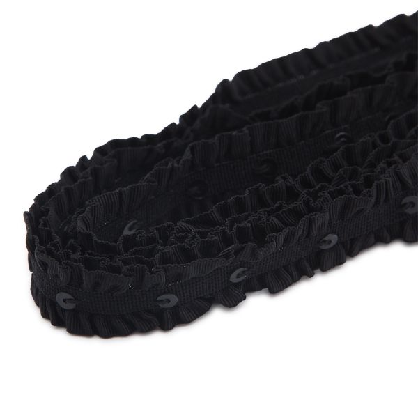 Резинка декоративная с пайетками 13.0 мм / 1 метр, черный, W-035