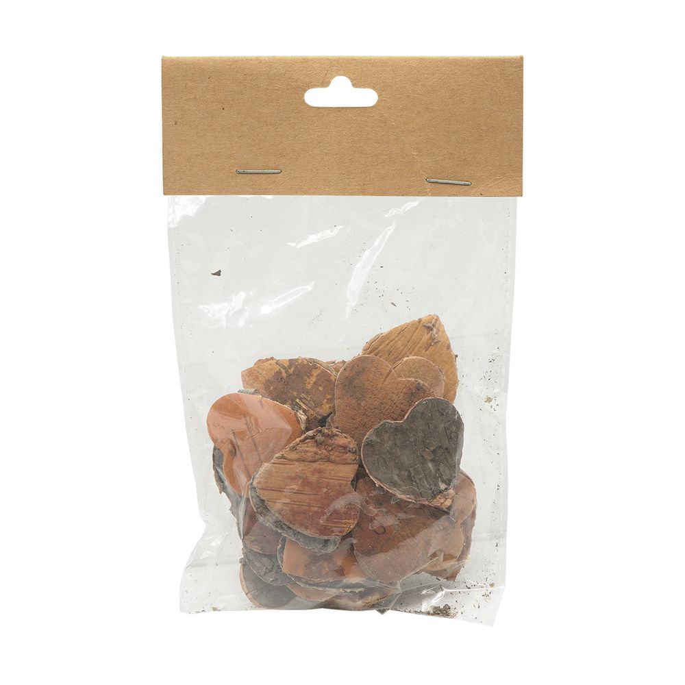 Декоративные элементы из коры дерева "Сердечки", 3см, 30 шт/уп, нат/дерево