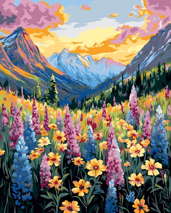 Картина по номерам Фрея PNB/PL-360, Горная долина, 50х40 см