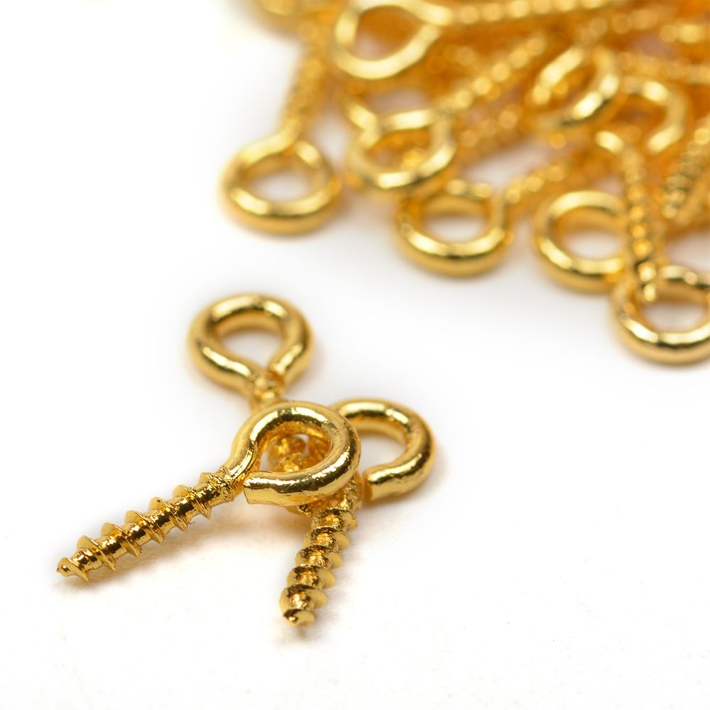 Пин с винтом цв. золото 10мм, уп.100 шт