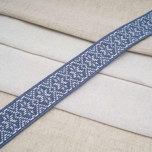 Лента для поясов 38 мм / 25 метров, рис. 9843, голубой/белый, С3822Г17