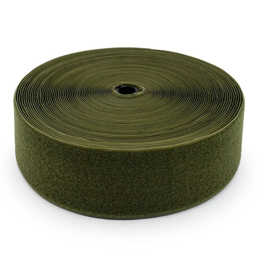 Лента контактная липучка (велкро) пришивная уп. 100 мм / 25 метров, оливковый/хаки, 121-20511/248, ПЕТЛЯ, качество "A"