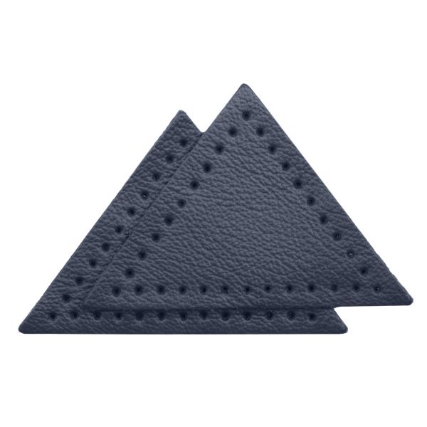 Заплатки пришивные из кожи, треугольник равнобедр., стор. 5см, с перфорацией, 2 шт, 100% кожа, 05 темно-синий, 9901