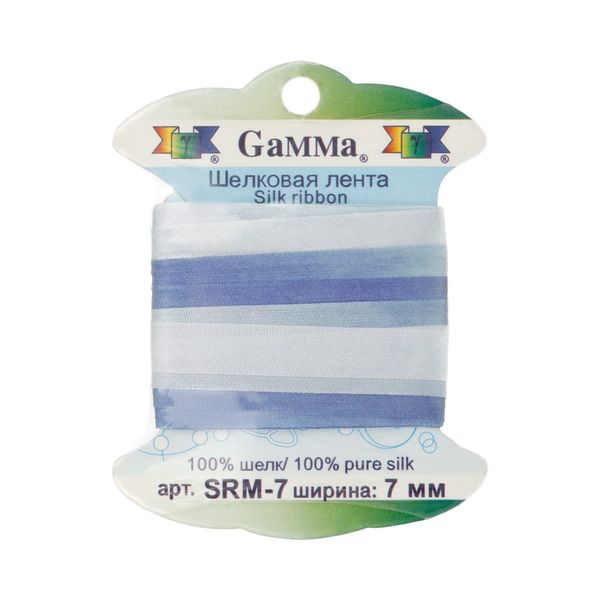 Лента (тесьма) шелковая 7.0 мм / 9.1±0.5 метров, M050 св.голубой/сиреневый, Gamma SRM-7