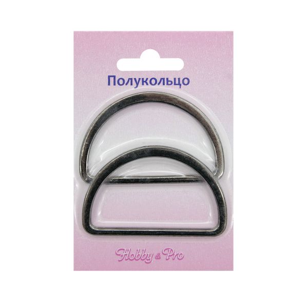 Полукольцо литое металл внутр. 50 мм (внешн. 57х37 мм), 2 шт, Hobby&Pro, чер.никель
