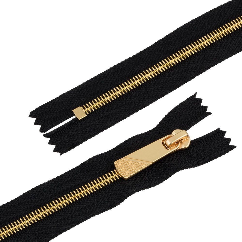 Молния металл Т5 (5 мм) 1 зам., н/раз., 20 см, декор, золото, черный, KAP-5 Gamma, 5 шт