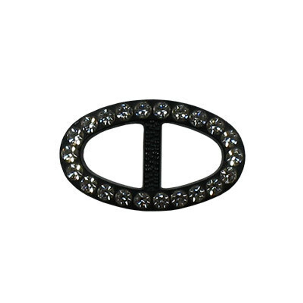 Пряжка ременная металл 19х10 мм, 1 шт, со стразами, черная (012 black), Gamma 51307