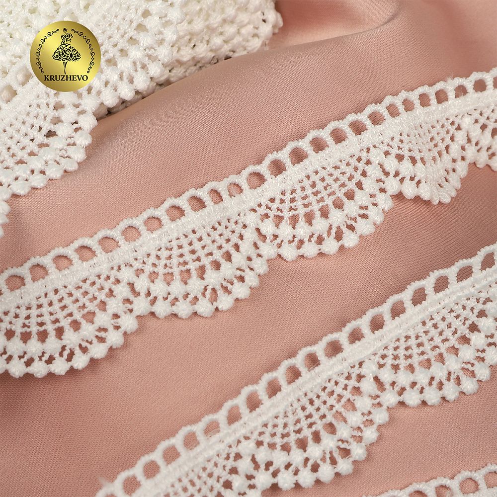 Кружево гипюр (плетёное) 20 мм, 0460 цв.01 белый уп.13,7м, Kruzhevo