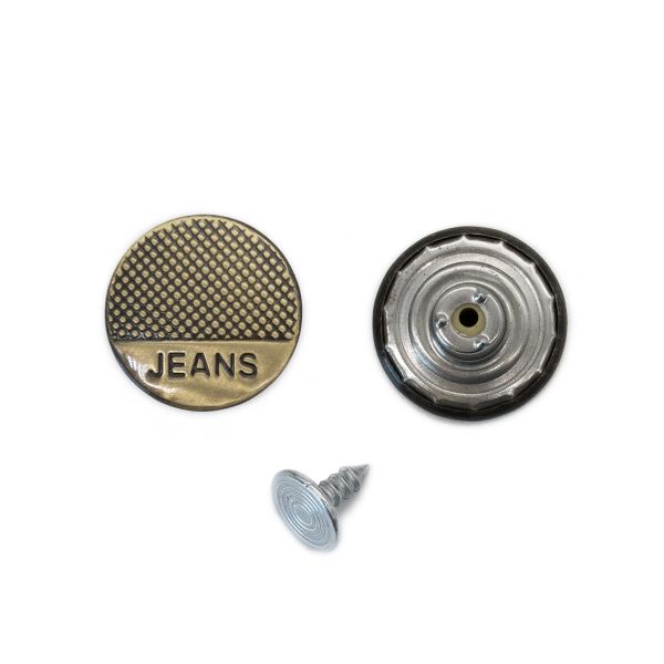 Пуговицы джинсовые ⌀18 мм, фиксированная ножка, антик, 21NB-0591, 50 шт