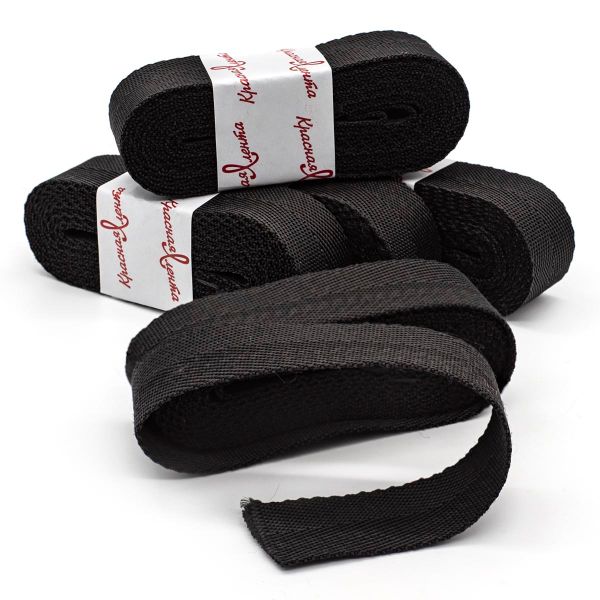 Стропа (ременная лента) 25 мм / 5х2.5 метра, толщ. 1.0 мм, [15.1 г/пог.м], 100% п/п, 20 черный