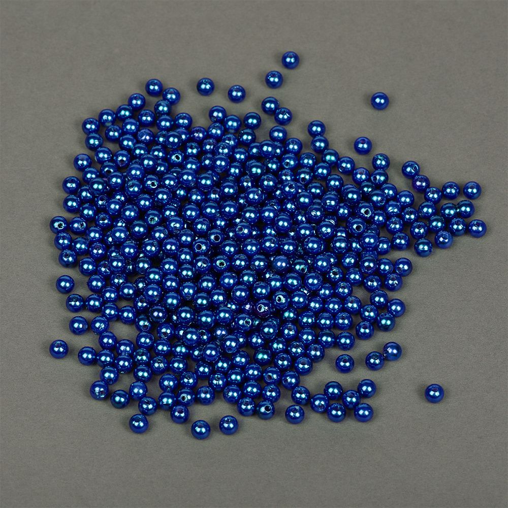 Бусины пластик (перламутр) ⌀6 мм, цв.A33 синий, уп.500г (4838 шт), Magic4Hobby