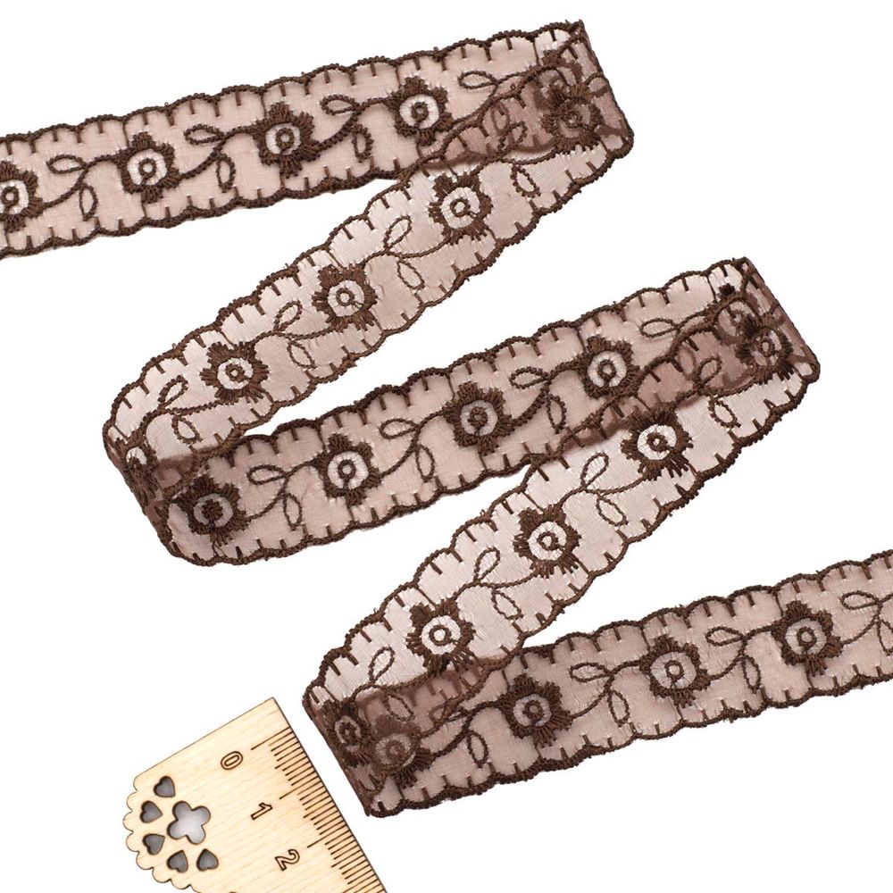 Кружево капроновое 22 мм / 6.8 м, (±4 см) 0574-1003, A754 коричневый