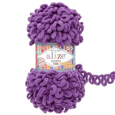Пряжа Alize (Ализе) Puffy Fine / уп.5 мот. по 100 г, 14м, 44 темно-фиалковый