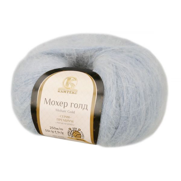 Пряжа Камтекс Мохер Голд / уп.10 мот. по 50 г, 250 м, цв.014 голубой св.
