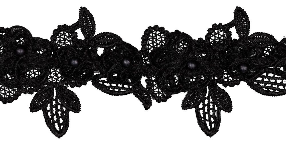 Лента декоративная 55 мм, 5 м, 02 черный, Floranta Lady&#39;s slipper
